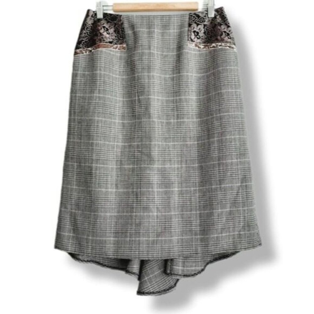 HARVE BENARD 100% Wool Glen Check Plaid Midi Skirt Sz 10